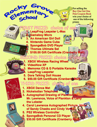 Click for a detail view of this Rocky Grove Elemetary School Prize Sheet.