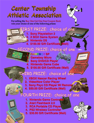 Click for a detail view of this Center Township Athletic Association Prize Sheet.