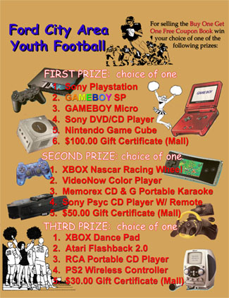Click for a detail view of this Ford City Area Youth Football Prize Sheet.